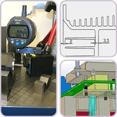 Detaljer av mekanik från CAD och mätning av kast på en axel