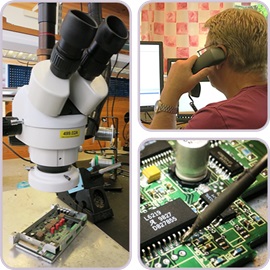 Prototyp under mikroskop, konsult och lödning